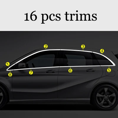 Lsrtw2017 304 нержавеющая сталь окна автомобиля планки для mercedes benz B180 B200 B220 B250 W246 2012 2013 - Название цвета: 16 pcs trims