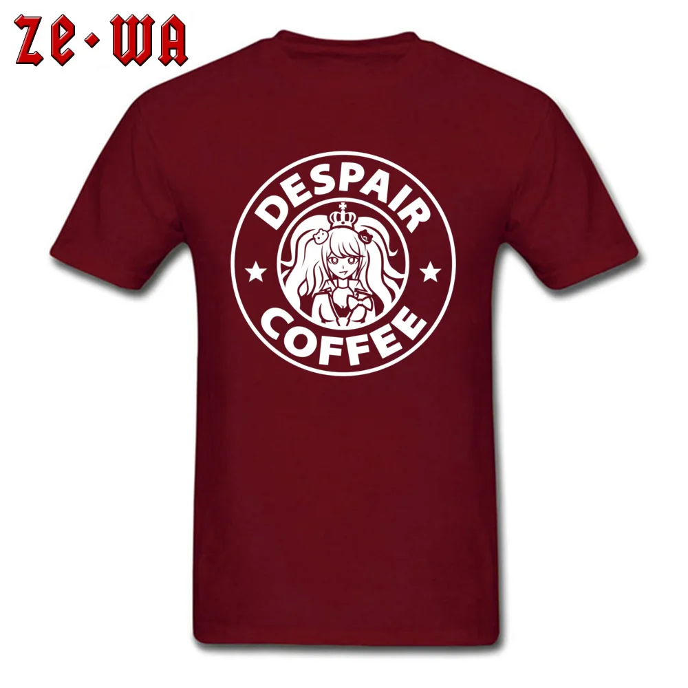 Аниме футболка Мужская футболка Despair coffee Danganronpa Zero Топы И Футболки черные белые хлопковые футболки японские комиксы ужасов - Цвет: Maroon