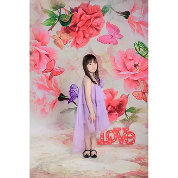 

Vinyl Photography Background Digital Printing Flower Butterfly Retro Custom background Children Backdrops for Photo Studio SZ-10