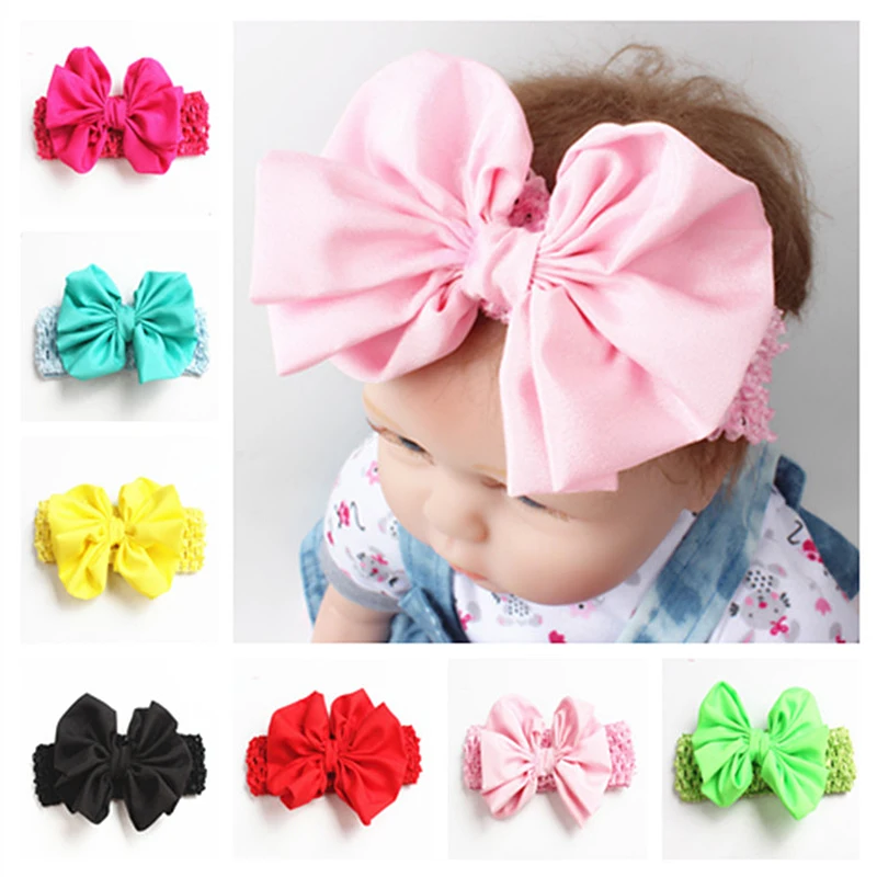 Большой Лук Повязки Эластичный Головной Убор Шифон Малышей Hairband Девушки Волосы