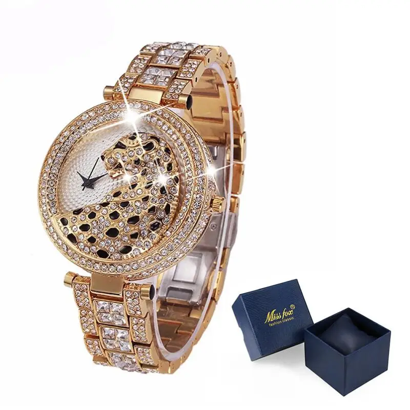 

Women watches Quartz Fashion Bling Casual Ladies Female Gold Watch Crystal Diamond Leopard Clock relogio feminino wristwatch