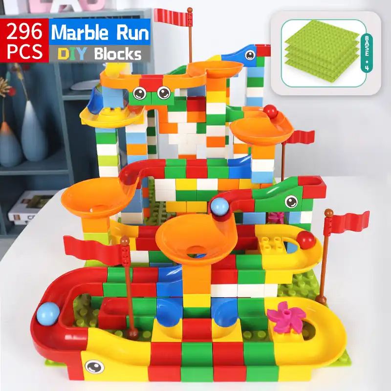 Marble Run Building Blocks Classic Big Blocks STEM Toy Bricks Set Kids Race Track 165 PCS Boys,Girls Best Gift for Kids