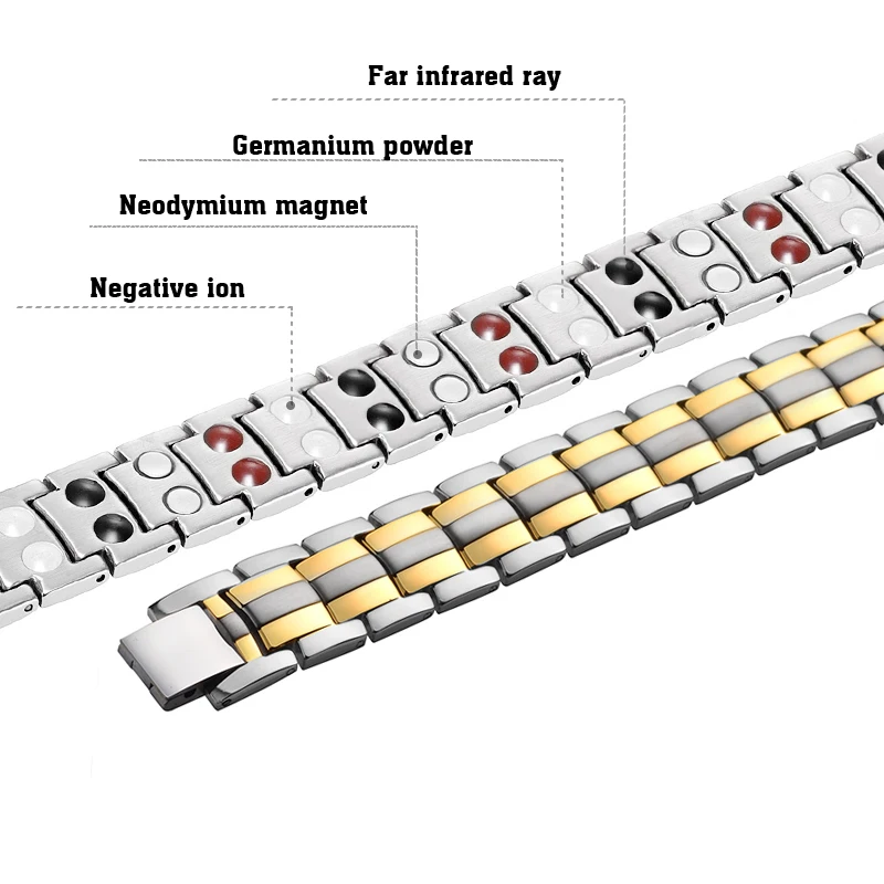 Ceny Mała żaba męska złota czystego tytanu magnetyczne bransoletki dla mężczyzn 4 w 1 magnesy jonów ujemnych germanu zdrowia bransoletki biżuteria