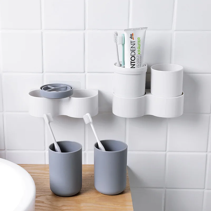 Настенная подставка для зубных щеток подвесная зубная паста рот чашка Водонепроницаемая подвесная полка для хранения вещей кухонные органайзеры для ванной