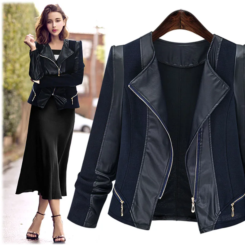 Autumn Winter Fashion Warm Pu Coats Long Sleeve Was Thin Black Faux Leather Jacket Plus Size Women Clothing Xl-5xl