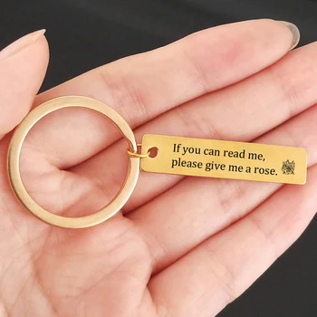 

Couples Keychain Hand Caved If you Can Read Me Please Give Me A Rose Boyfriend/Girlfriend Keyring