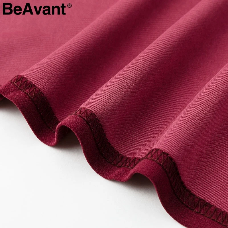 BeAvant Wine red winter women dress elegant Long sleeve pleated party dress casual High waist short dress robe femme hiver 2018