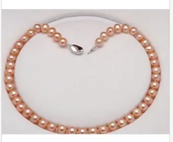 

charming 9-10 mm round pink pearl necklace 18inch 36"