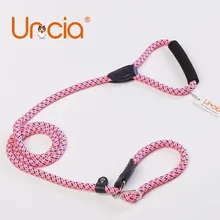 

[Uncia]12mm Diameter Stripled Pink Large Dog Collar and Leash Set Soft Sponge Handle Brighten Color Training and Walking Lead