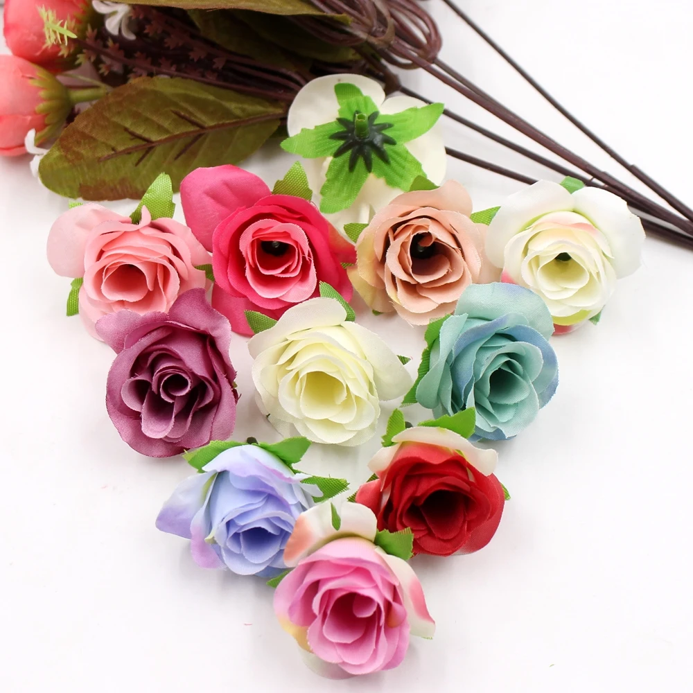 

10pcs/lot Artificial Flower High Quality Silk Fascination Rose Flower Wedding Rosa Rosa DIY Gift Handrail Handmade Flower