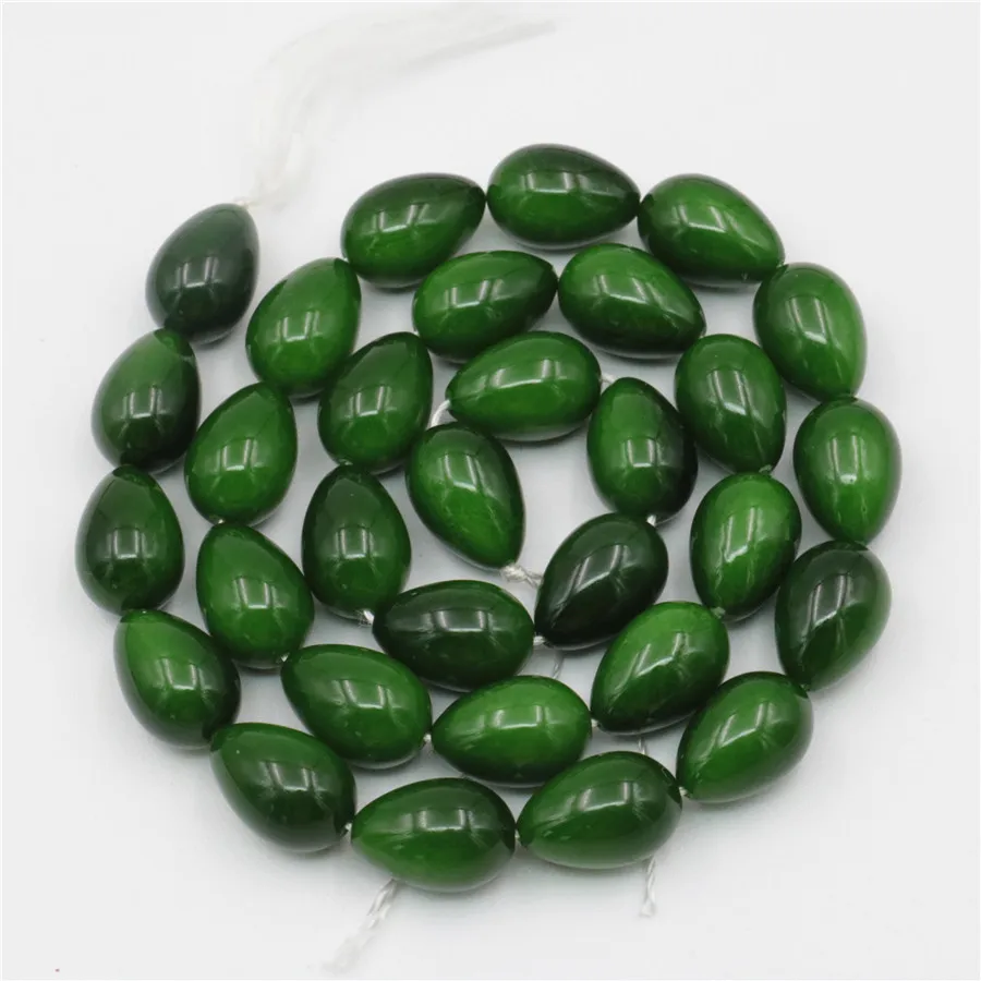 10x14 мм многоцветные стеклянные бусины украшения из жемчуга ожерелье браслет поделки свободные DIY Овальные счастливые камни подарок для девочек ювелирные изделия - Цвет: Dark green