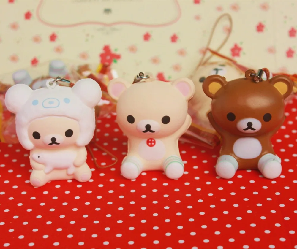bilder für Großhandel 10 teile/los 6 cm original packung weichen duft kawaii Rilakkuma squishy queeze spielzeug handy anhänger squishies brot bär bilder für Großhandel 10 teile/los 6 cm original packung weichen duft kawaii Rilakkuma squishy queeze spielzeug handy anhänger squishies brot bär