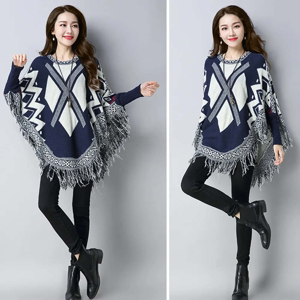 Autumn Winter Women Knitted Sweater Casual Loose Fashionable Tasse Dolman Sleeve Cape Knitted Sweater 2018 Autumn Winter Women Knitted Sweater Casual Loose Fashionable Tasse Dolman Sleeve Cape Knitted Sweater 2018