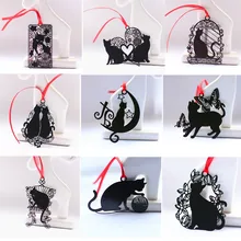 

cute book mark Metal bookmark cardboard envelope bag for teachers day gift black cat bookmark