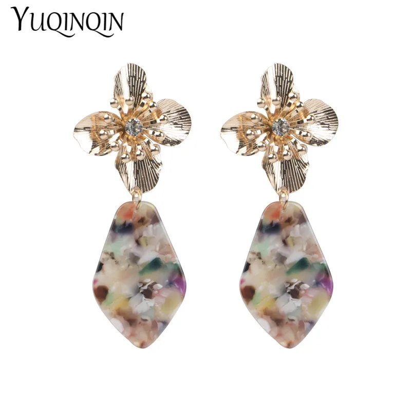 Серьги женские длинные металлические акриловые Уксусные из