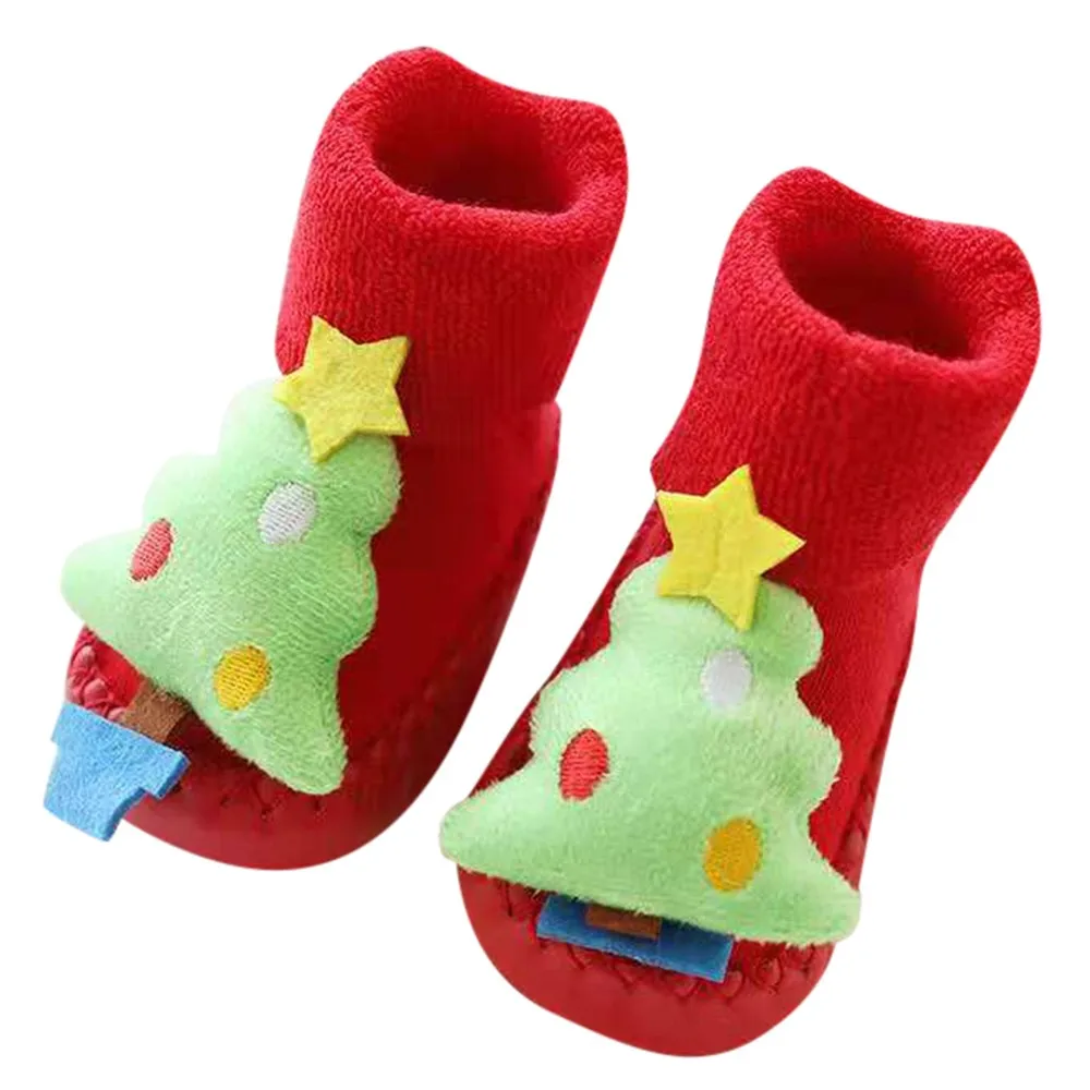 Рождественский костюм для новорожденных, носки, милые носки-тапочки для маленьких мальчиков и девочек с резиновой противоскользящей подошвой, детские носки, нескользящие носки с мягкой подошвой - Цвет: C