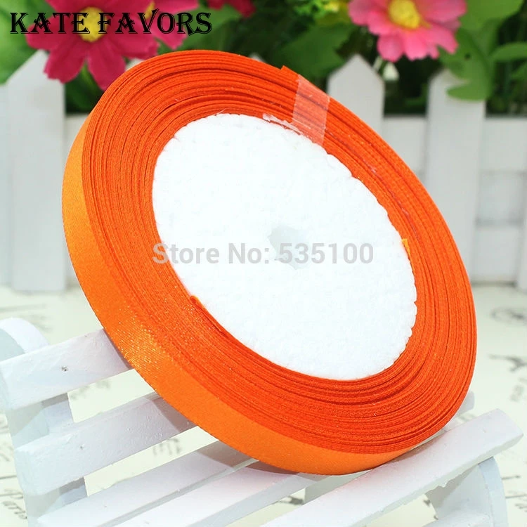 

3/8"10mm Orange Satin Ribbon For Hairbow DIY Party Decoration, 25Yards/Roll