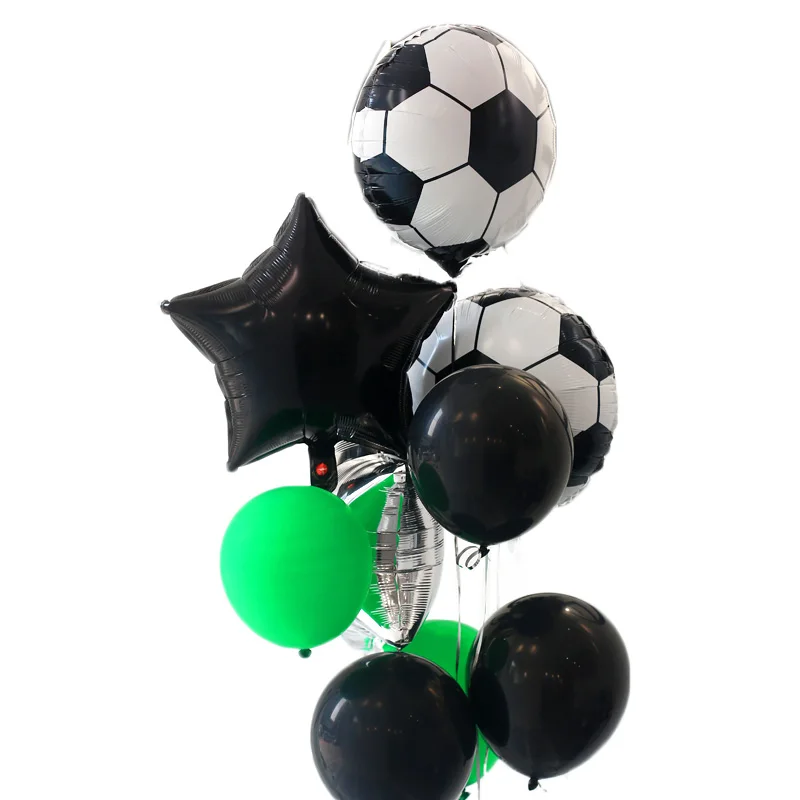 10 шт., 18 дюймов, футбольные шары для мальчиков, Тема дня рождения, вечерние, зеленые, черные, Звездные, латексные, воздушные гелиевые шары, Декор, детские футбольные мячи