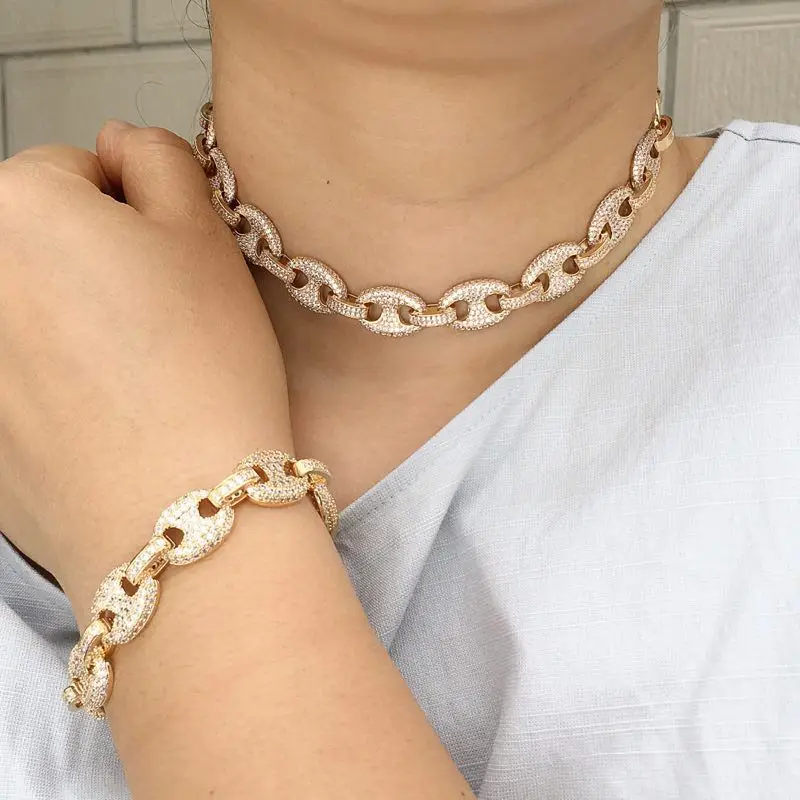 ACCKING Мода AAA кубический цепь из циркония цепочки и ожерелья Браслет для женщин adjuestable подарок ювелирные изделия