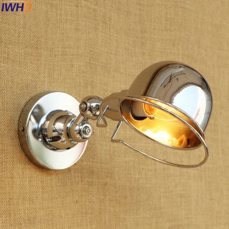 Lâmpada de Parede de Prata Iwhd Industrial Ajustável Led Longo Braço Oscilante Luminárias Edison Retro Vintage Ferro Luz da Parede Interior Iluminação E14 8 vintage wall light