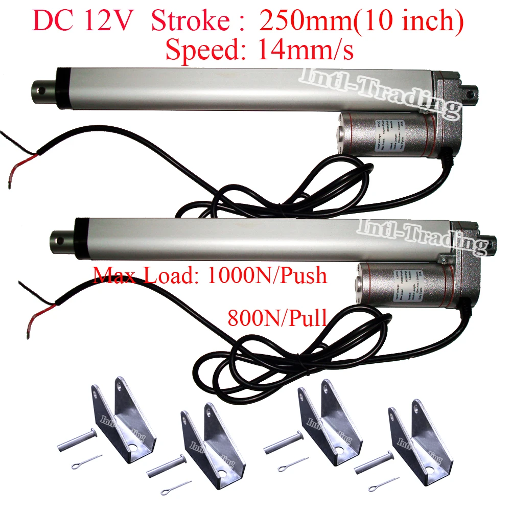 2 Set 12V 14" Stroke Linear Actuator DC Motor 1000N 220lbs Max Lift for Car Boat 