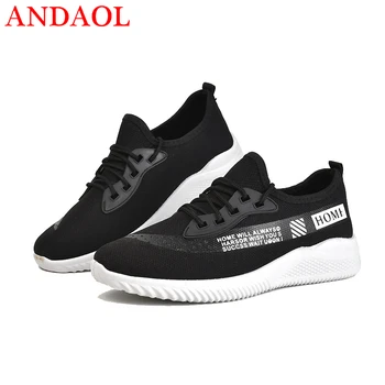 

ANDAOL Men's Casual Shoes Top Quality Mesh Breathable Print Letter Designer Sneakers Luxury Massage Non-Slip Campus Trainers