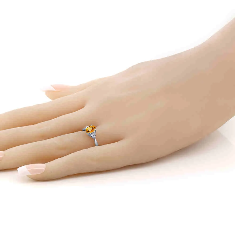 GemStoneKing 0 55 Ct ОВАЛЬНЫЙ натуральный желтый сапфир и бриллиантовое кольцо 14K белое