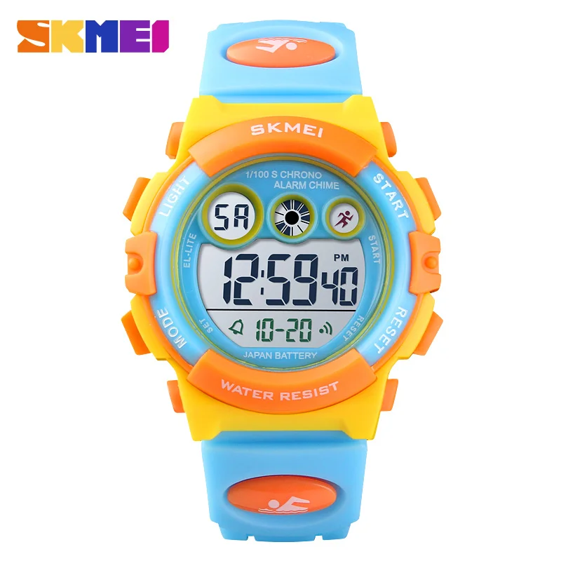 SKMEI детские часы для мальчиков водонепроницаемый светодиодный цифровой спортивные часы дети будильник Дата часы для детей девочка подарок Reloj Deportivo - Цвет: Yellow Blue