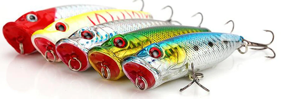 YINGTUOMAN Popper Fishing Lure 2 PiecesLot 7cm12g 3D eyes 5 Colors Culter Alburnus Bass Fishing Lure Hard Bait Fake Lure