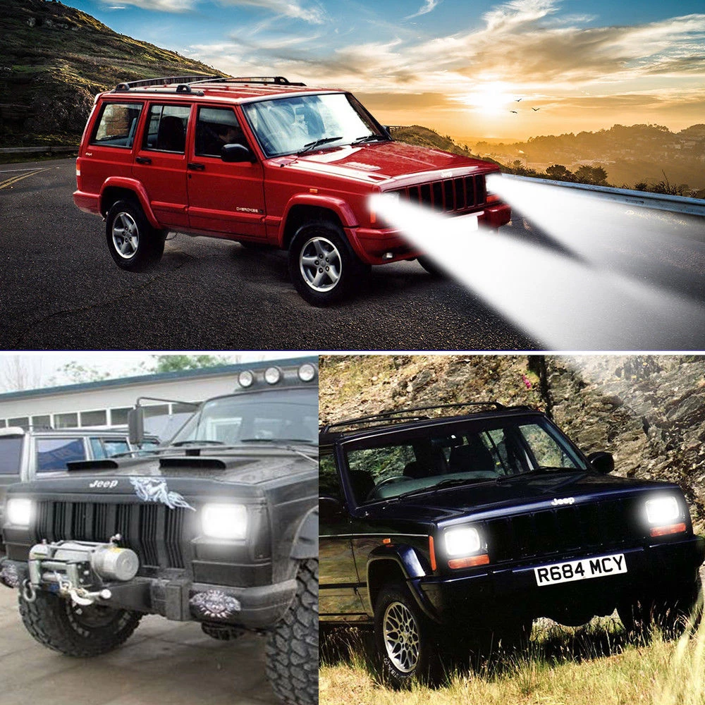 7x6 светодиодный фары H4 свет для Jeep Wrangler YJ CHEROKEE COMANCHE светодиодный квадратные фары Hilo луч Whte желтый светодиодный рабочий свет