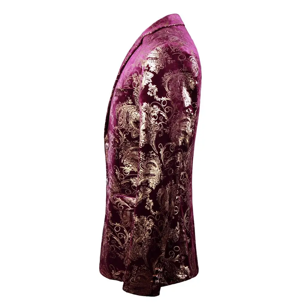 2019 New Men'S Printed Suit Jacket High-End Fashion Personality Party Purple Red Gentleman Formal Suit 2019 New Men'S Printed Suit Jacket High-End Fashion Personality Party Purple Red Gentleman Formal Suit