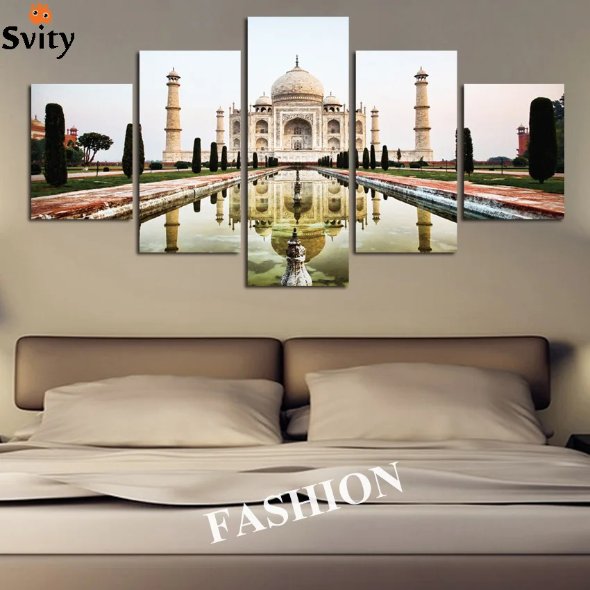 5pcs Modern Simple India Taj Mahal shadow landscape poster canvas home
