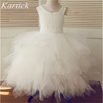 Brand New Flower Girl Dresses with Lace Up Ball Gown Party Pageant Communion Dress for Wedding Little Girls Kids/Children Dress children girls new luxury birthday wedding party ball gown dress kids fashion pink blue color front shor back long pageant dress