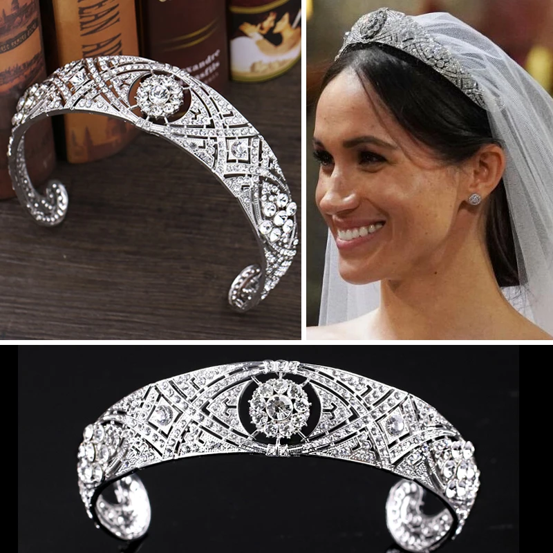Роскошный Серебряный кристалл принцесса свадебная корона-Тиара барокко Стразы диадема для женщин повязки на голову свадебные аксессуары для волос