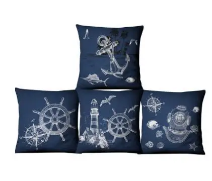 

Темно-Синий Средиземноморский наволочка для подушки хлопковая льняная наволочка для поясницы наволочки для дивана