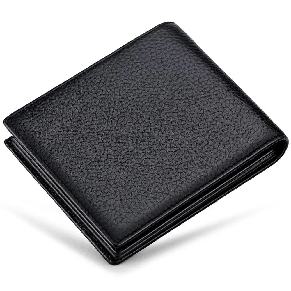 

WILLIAMPOLO Wallets Mens Short Bifold Mini Cards Holder Slots Genuine Leather Vertical Horizontal Money Purse Black