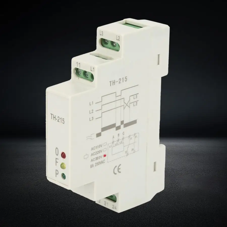 

380V Power Relay TH-215 Three Phase Sequence Control Relays Voltage Monitor Power Protection Relay 50HZ