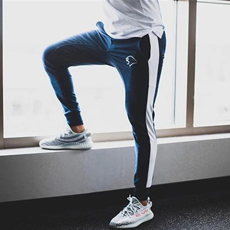 Осенние мужские спортивные штаны для бега, повседневные эластичные хлопковые мужские штаны для фитнеса, брюки для тренировок, обтягивающие спортивные штаны, штаны для бега