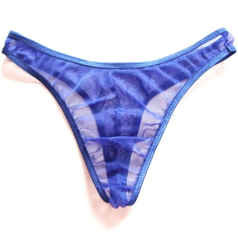 Mens Sexy Transparent Bikini Thongs Swim G-strings Bottoms Low Waist Male Breathable Mesh Panties Tanga T Back Beachwear Sunbath