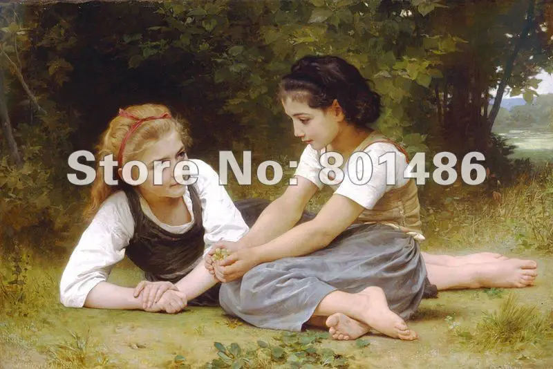 

Handmade Oil Painting The Nut Gatherers by William Adolphe Bouguereau Wall Art Famous Painting Reproduction