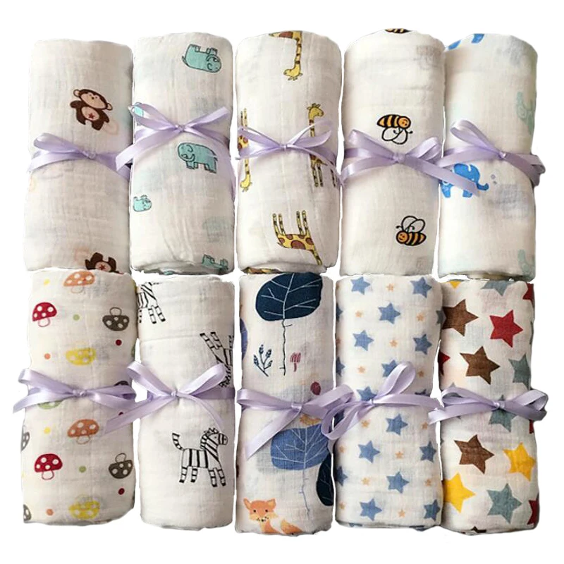 Newborn Baby Cotton Blankets comfortable Swaddles Wrap Gauze Bath Towels more 50 styles
