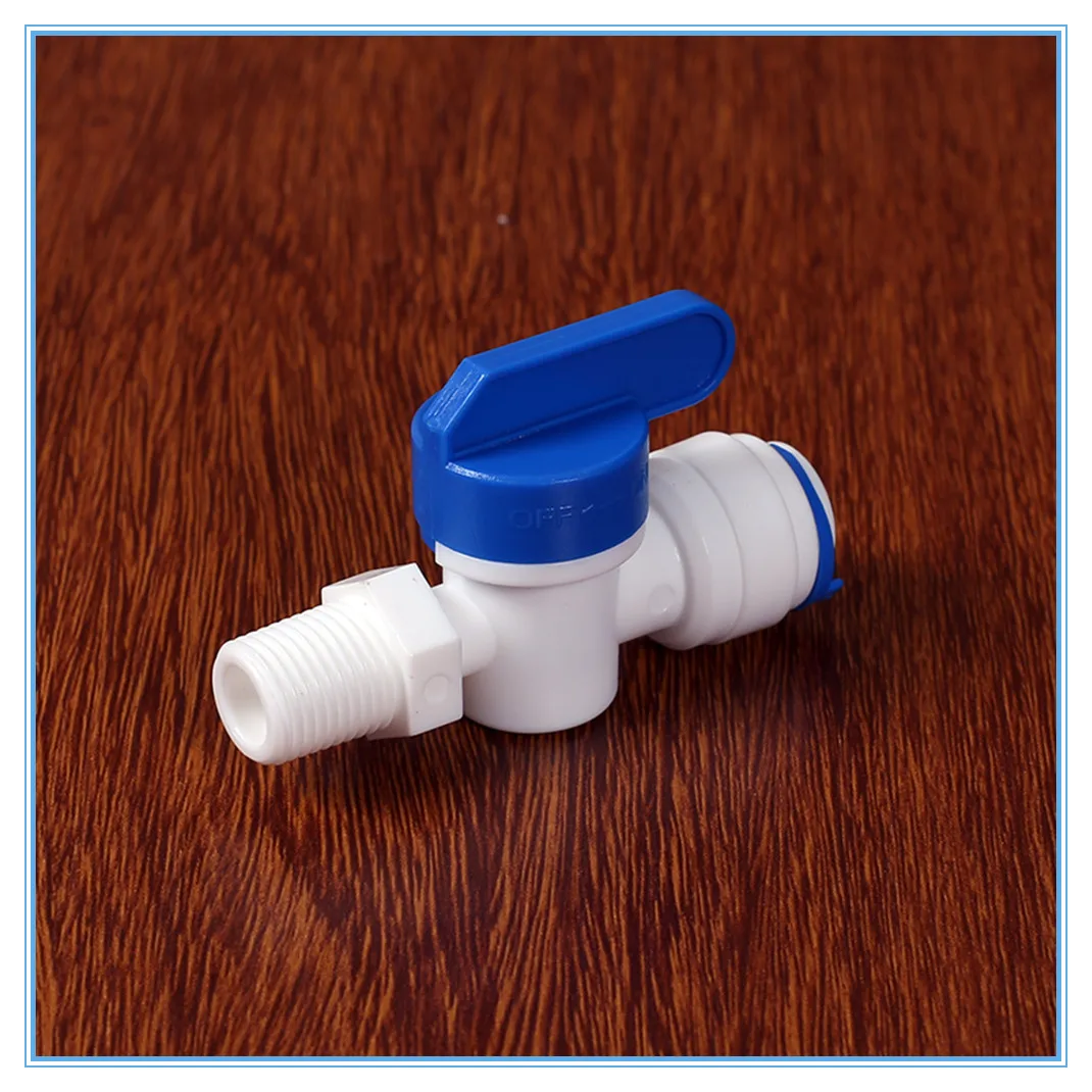 RO Water Straight 3/8" OD Hose 1/4'' BSP Male Thread Quick Connect Fittings Plastic Ball Valve