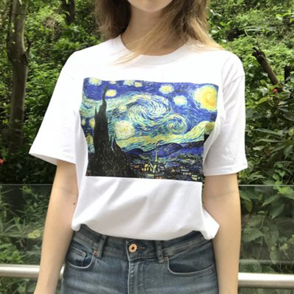 

van gogh t shirt Art aesthetic Printed womens tshirts casual Summer Short Sleeve O-neck Harajuku tee shirt