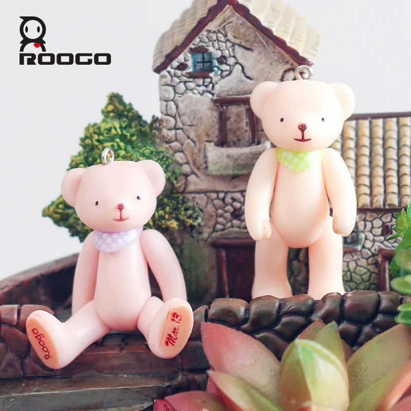 

ROOGO PVC Creative Bear Home Decor Hanging Decorations For Car Accessories Women Bags Nordic Decoration Birthday Gift To Baby