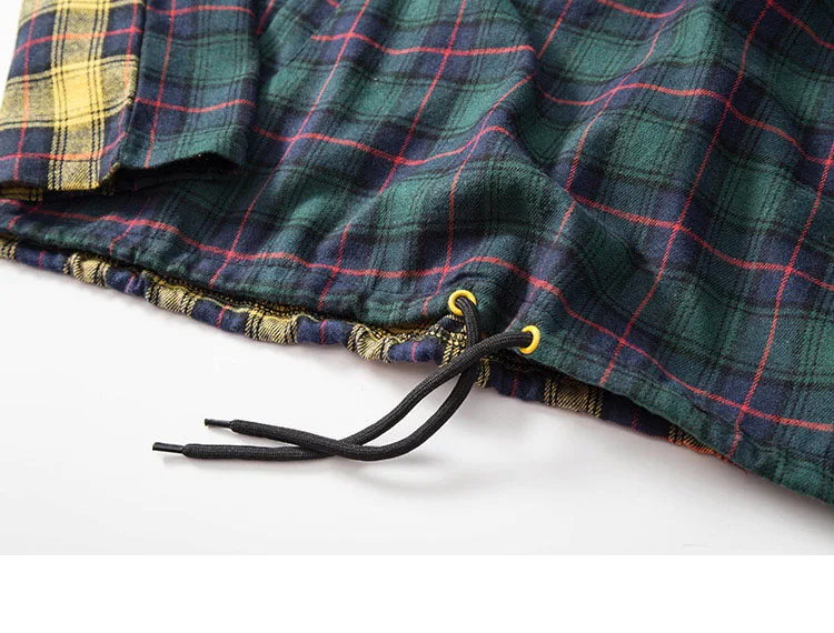 Patchwork Pullover Plaid Long Sleeve Hoodies Shirts 10