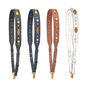 

New Design Adjusted Shoulder Strap Fashion Chic Handbag Belt Vintage Cicada with Studs Crossbody Strap Bags Parts Easy Matching