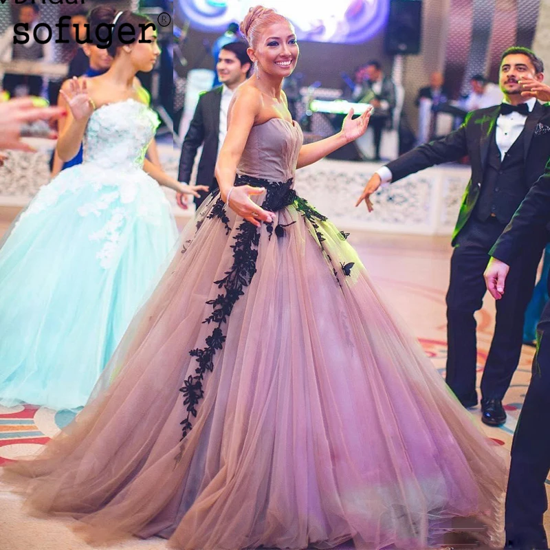

Dark Pink Appliques Party Dress Sash Sweetheart Tulle Pleat Evening Dress Robe De Soiree Sofuge Vestidos De Fiesta De Noche