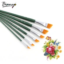 Bianyo, 6 шт., кисти для художников, угловая форма, нейлоновые волосы, акриловые кисти для рисования, набор для школы, акварельные краски, рукоделие, товары для рукоделия