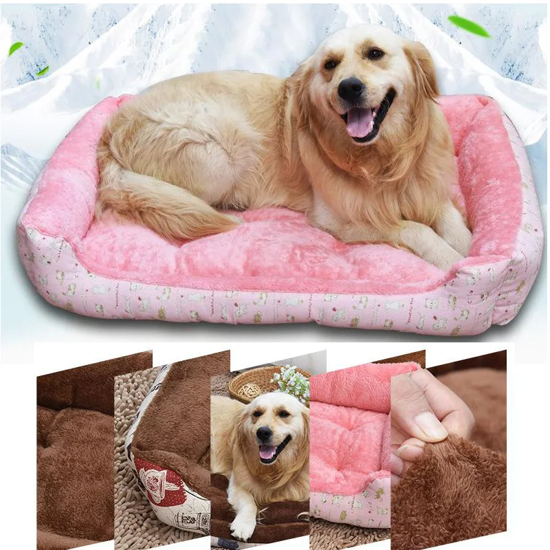 Warm Fleece Dog Cushion Mat Lounger Sofas Cat Sleep Nest Print Rectangle Pet Bed House Mechanical Washable Products | Дом и сад
