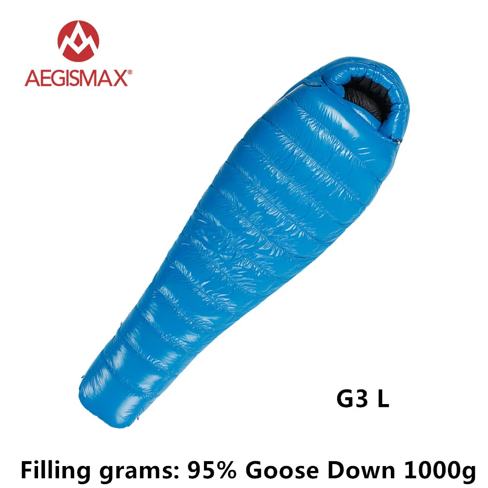 AEGISMAX перегородка дизайн Мумия 800FP 95% белый гусиный пух зимний спальный мешок кемпинг ультра-компактный Сверхлегкий пуховый спальный мешок - Цвет: G3 L